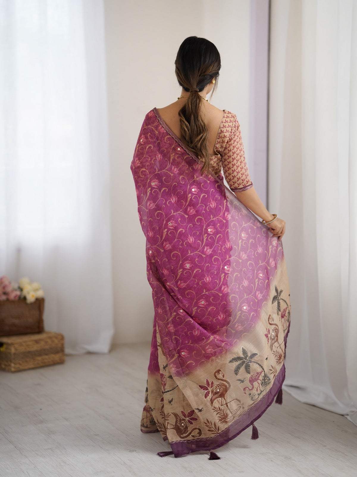 Printed Botanical Saree