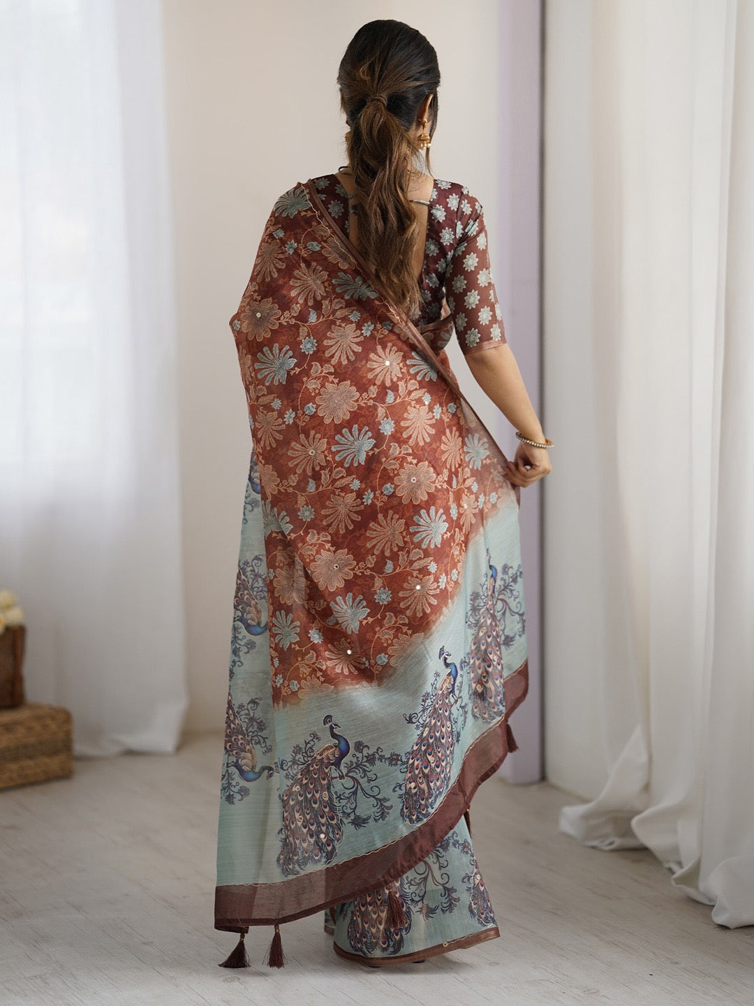 Printed Botanical Saree