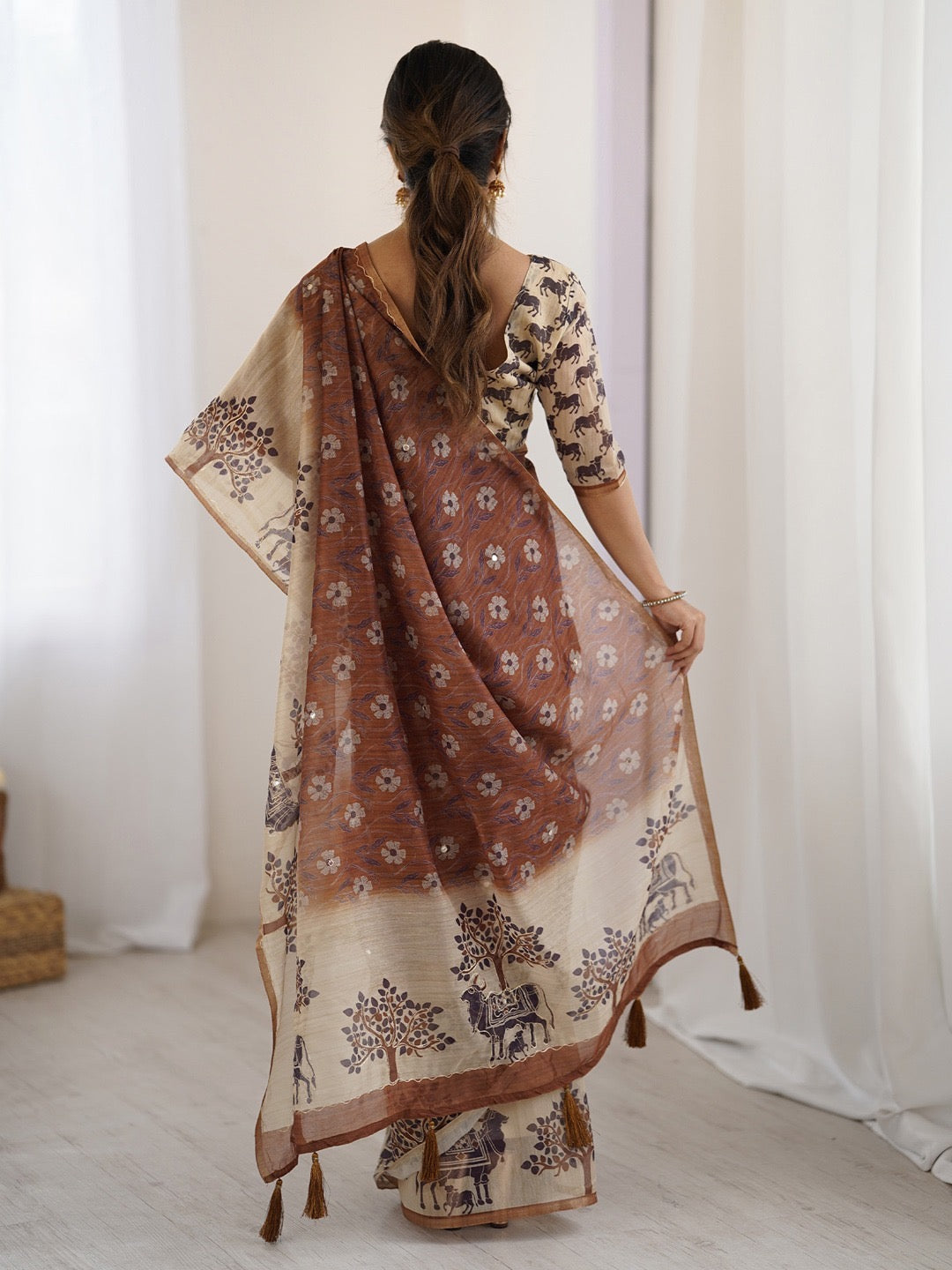 Printed Botanical Saree