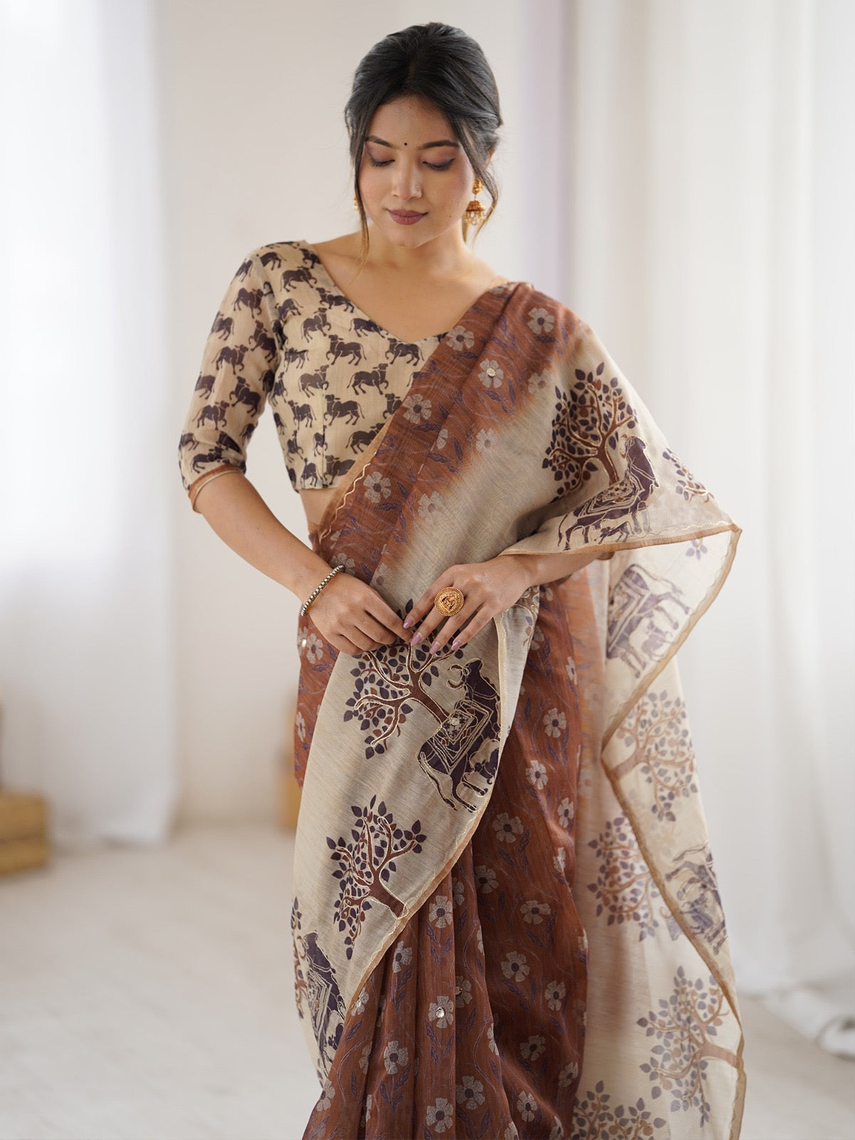 Printed Botanical Saree