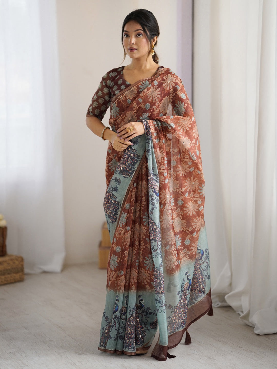 Printed Botanical Saree