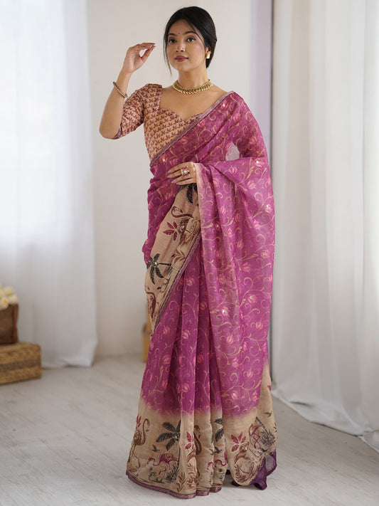 Printed Botanical Saree
