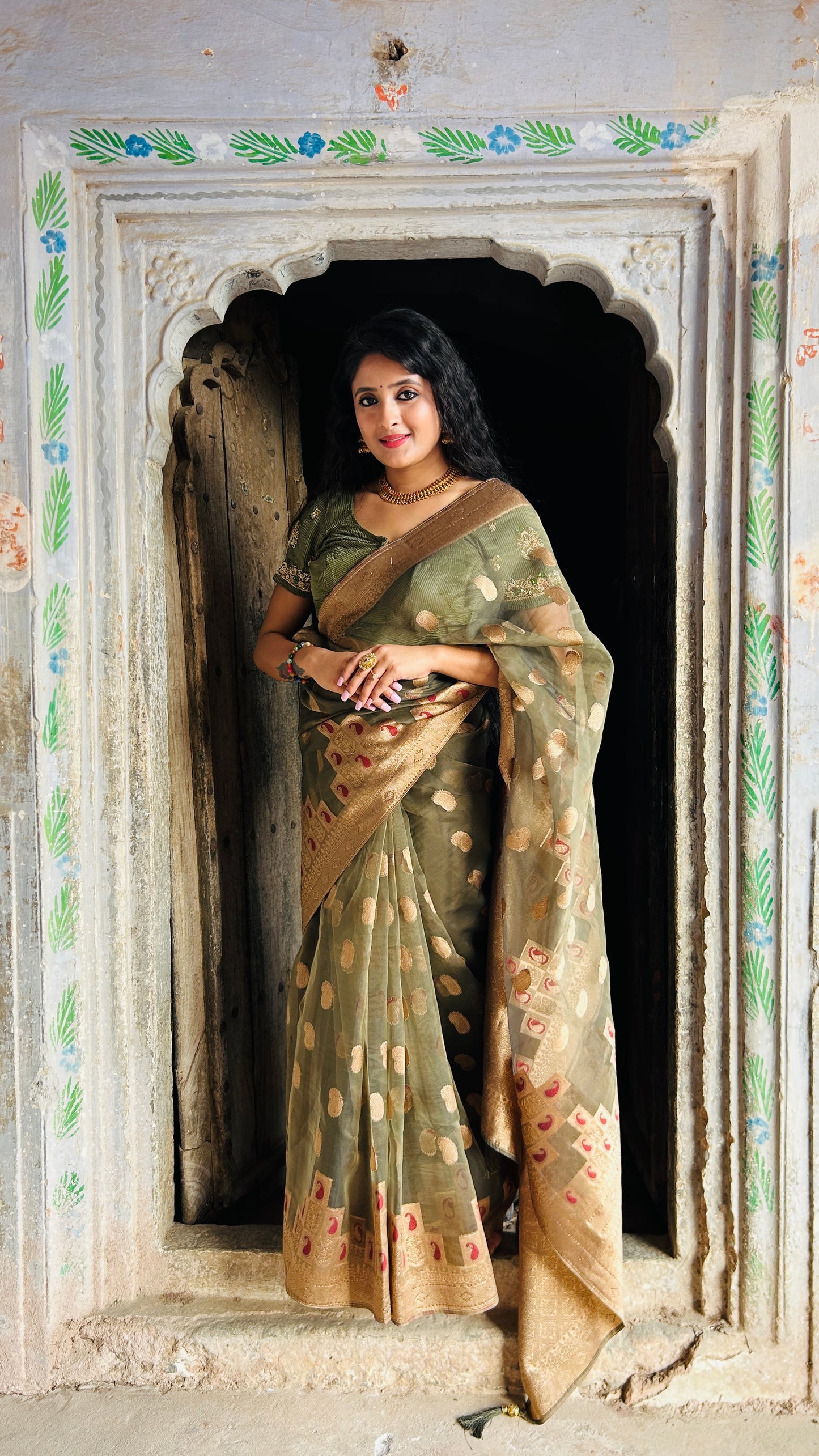 Designer Zari Organza Saree