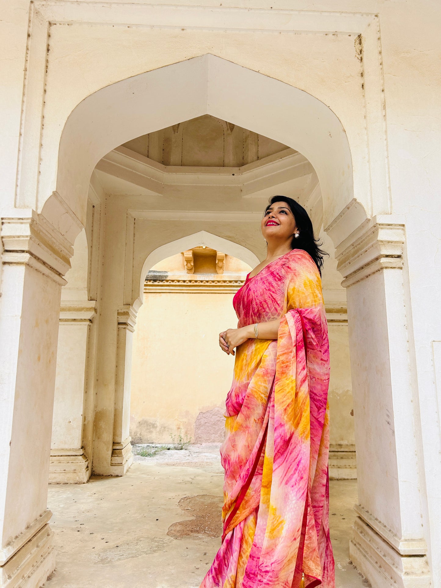 Tie and Dye Chanderi Saree