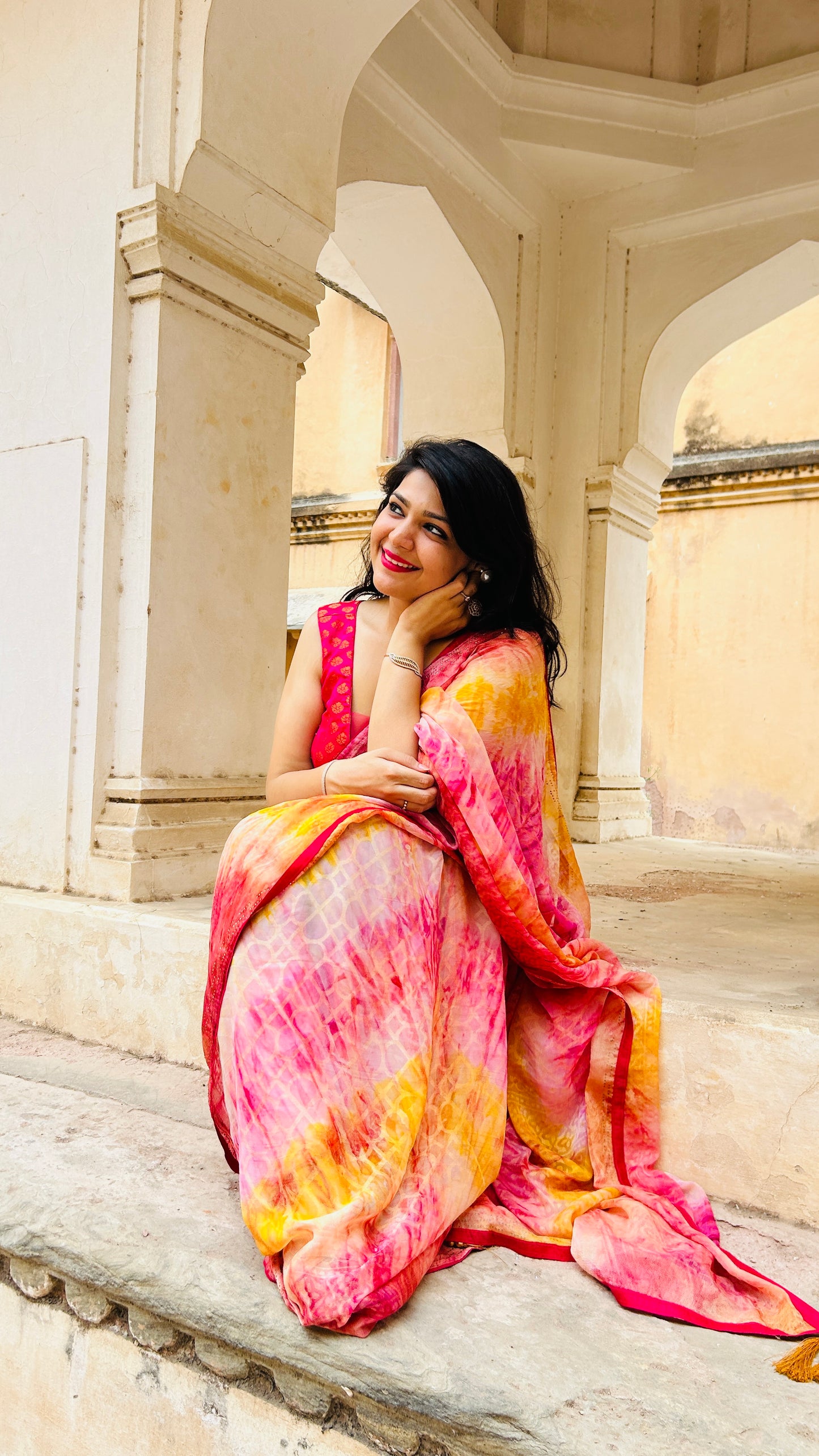 Tie and Dye Chanderi Saree