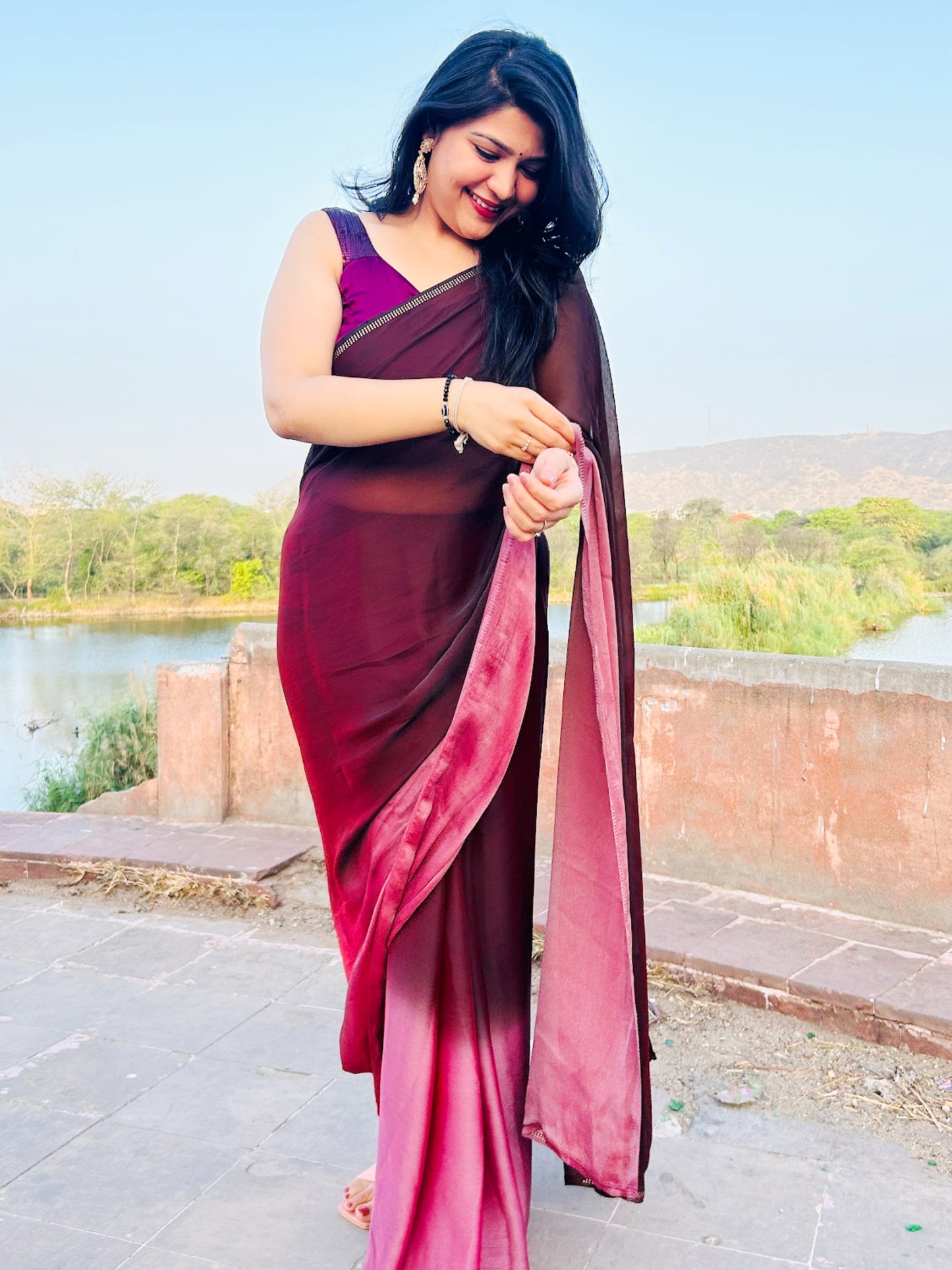 Purple Ombre Saree