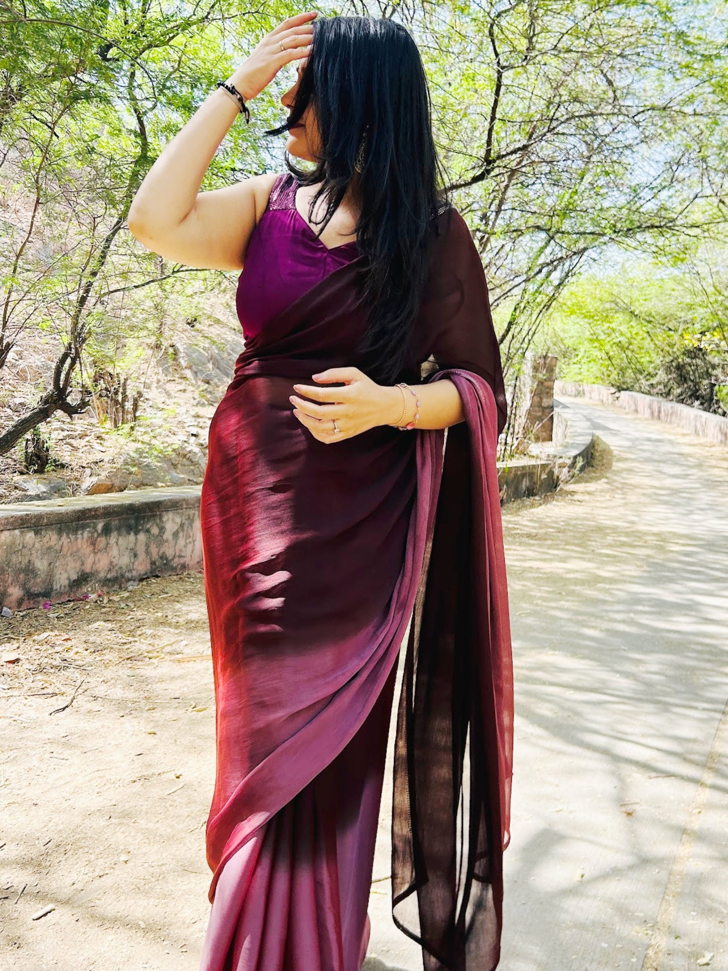 Purple Ombre Saree