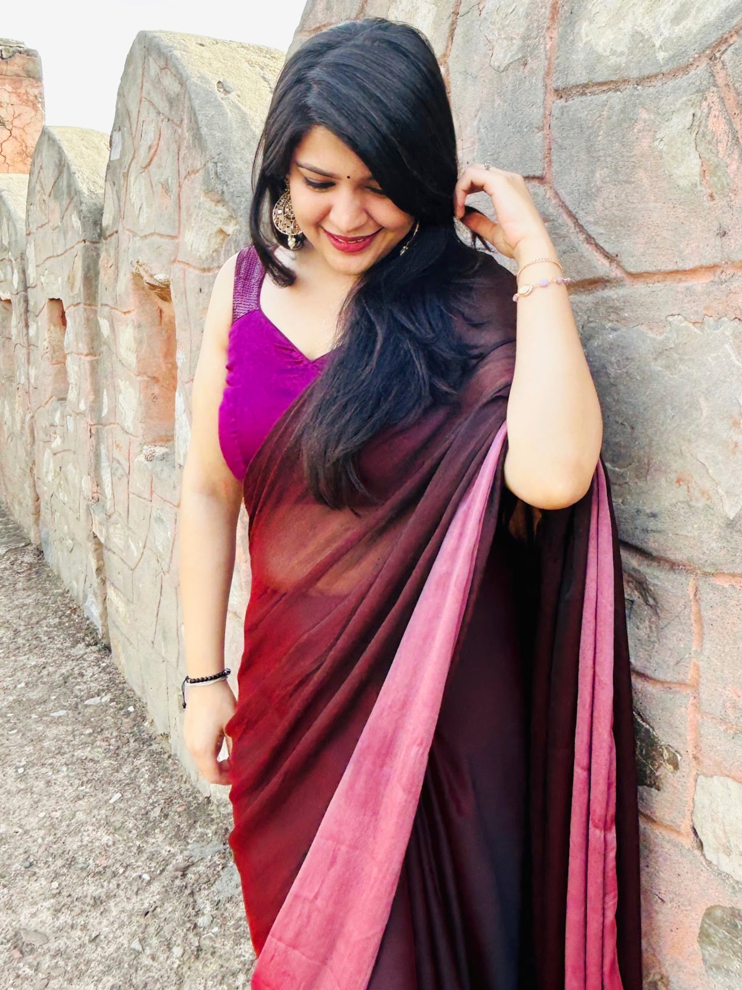 Purple Ombre Saree