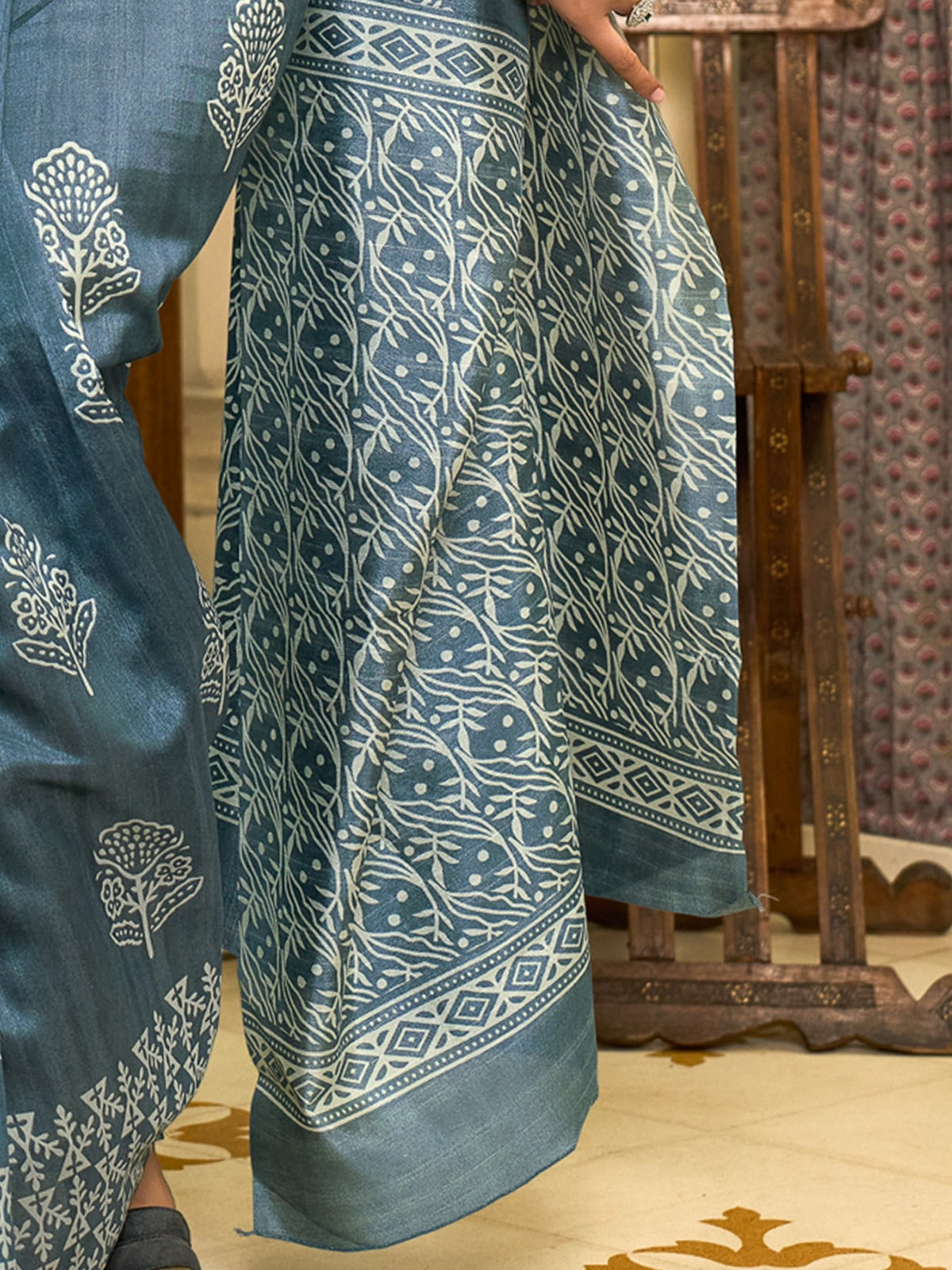 Bagh Art Silk Block Print Saree