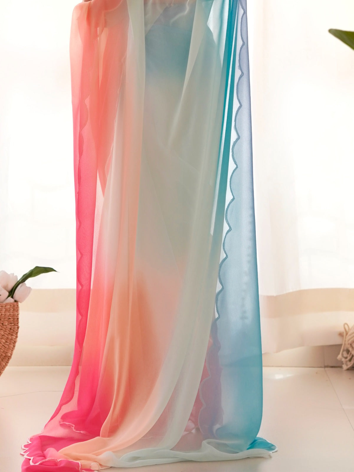 Ombre colorful Poly Georgette Saree