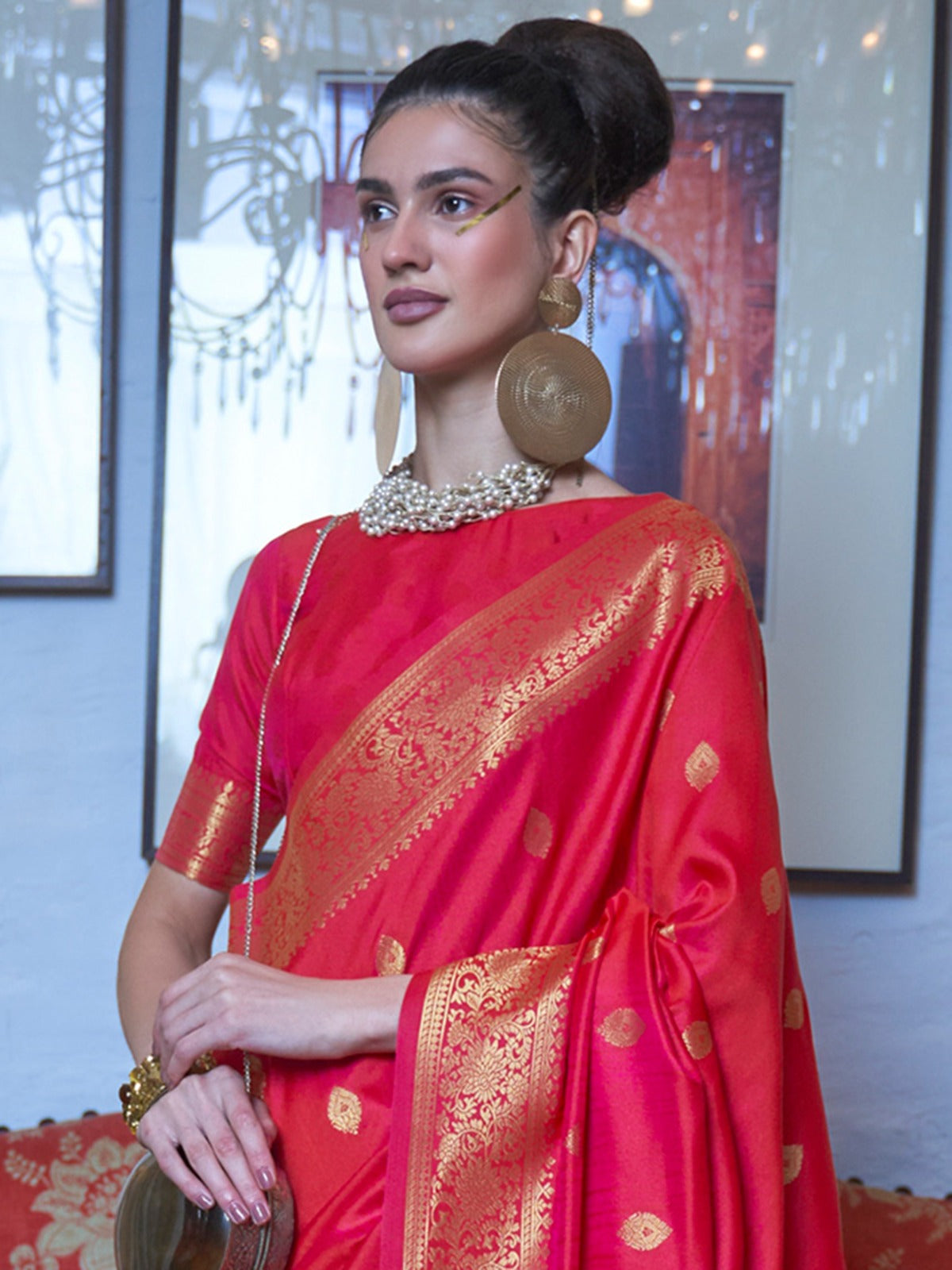 Festive Zari Silk Blend Chanderi Saree