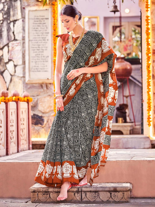 Trendy Printed Bagh Saree