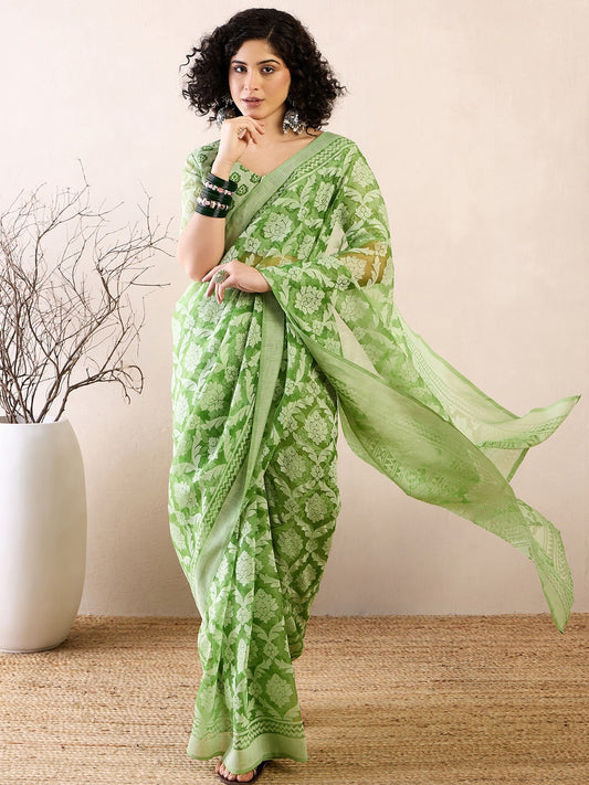 Floral Ready to Wear Chanderi Saree