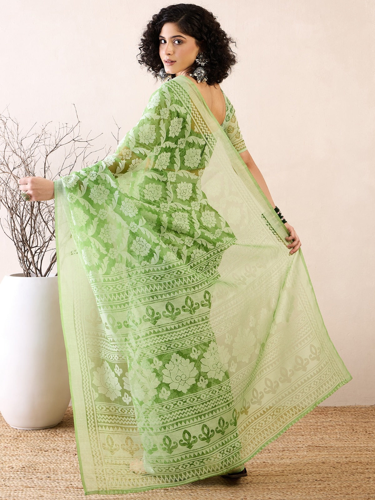 Floral Ready to Wear Chanderi Saree