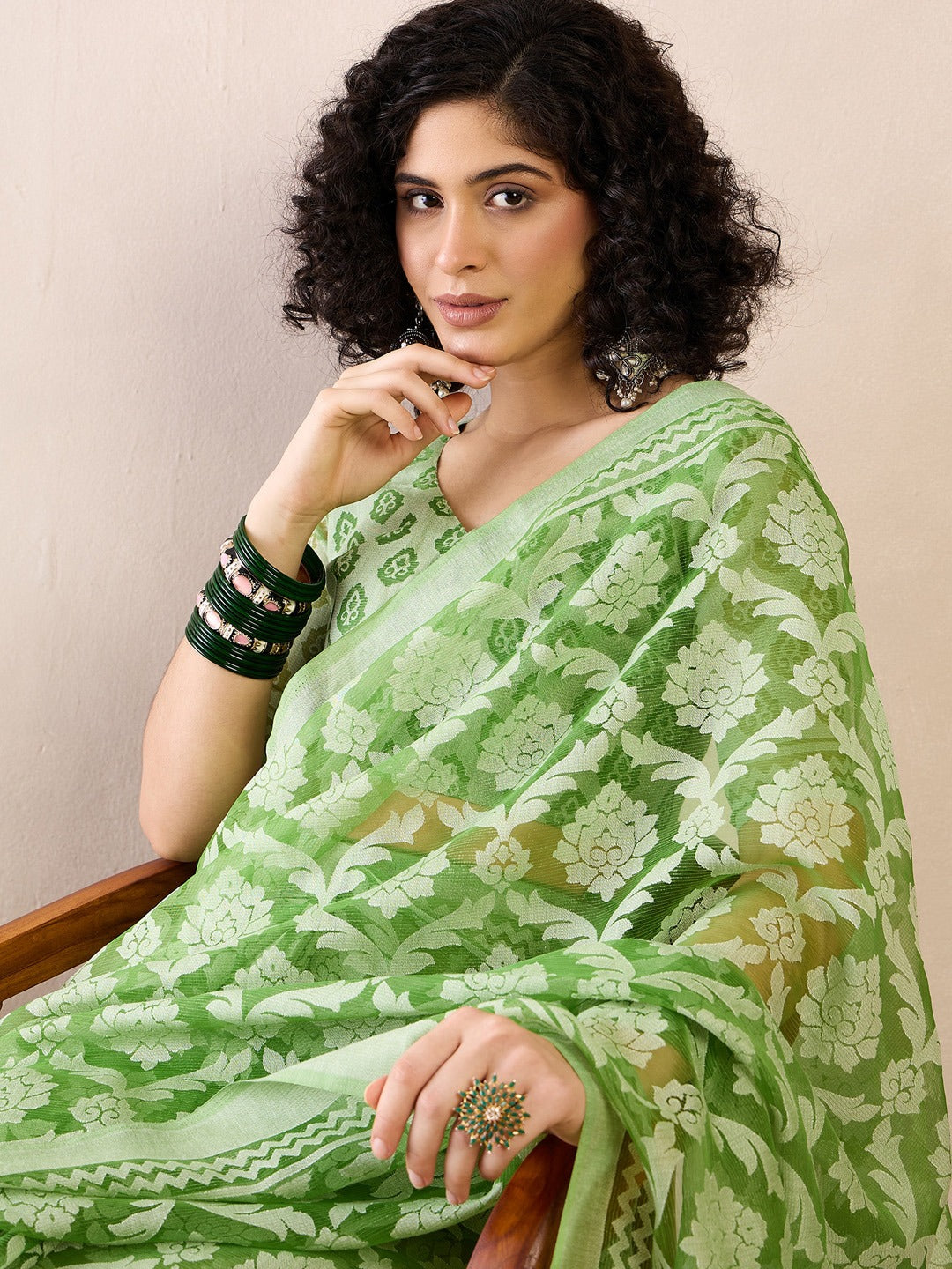 Floral Ready to Wear Chanderi Saree