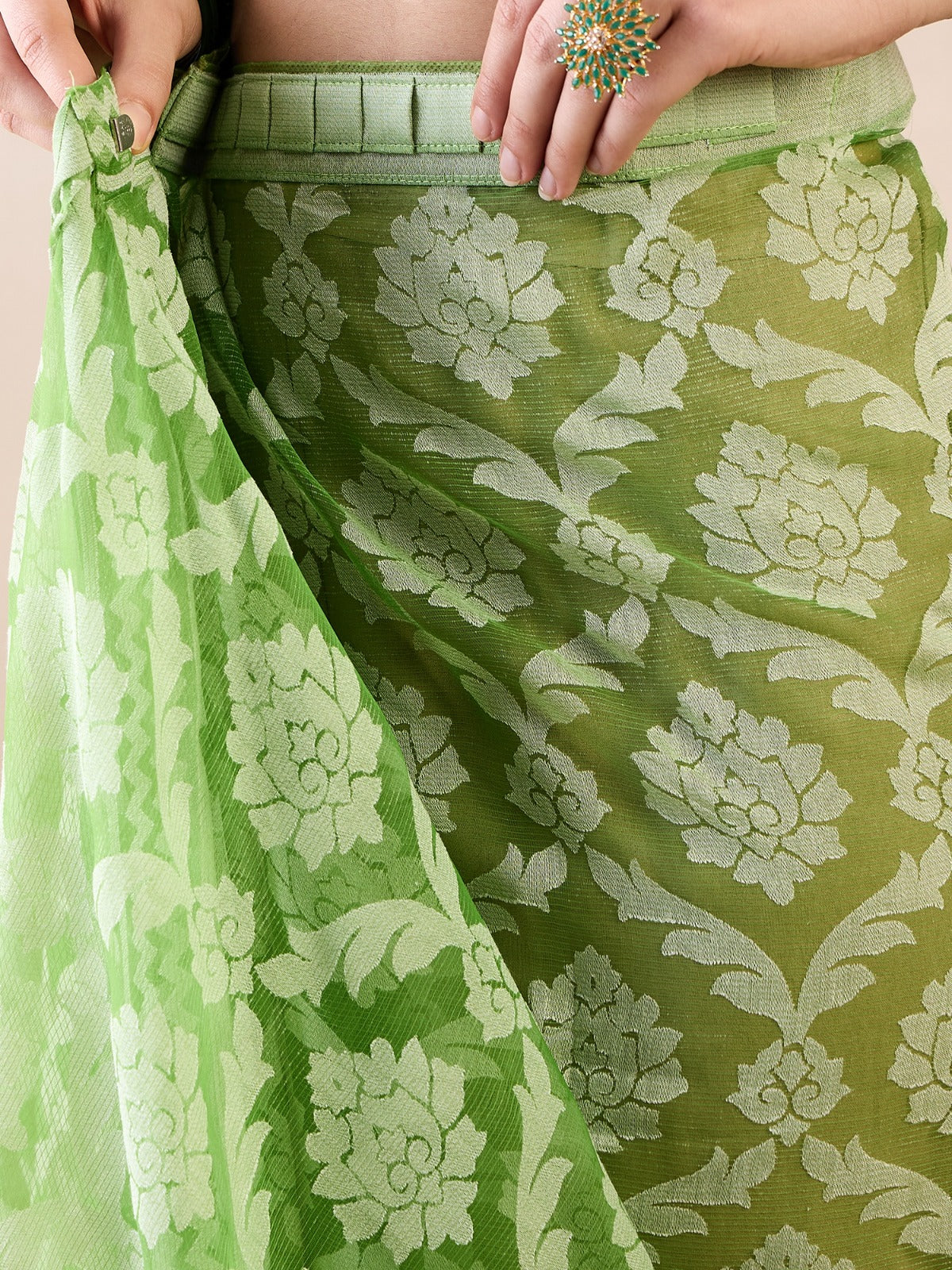 Floral Ready to Wear Chanderi Saree